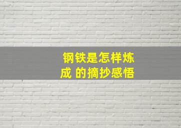 钢铁是怎样炼成 的摘抄感悟